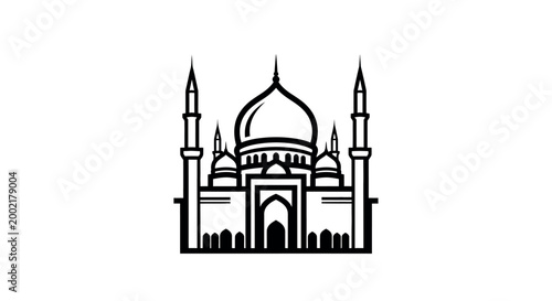 mosque silhouette with domes and minarets high quality