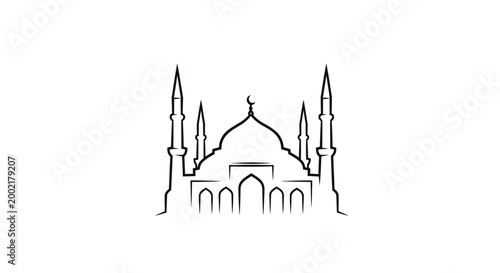 mosque silhouette with domes and minarets high quality