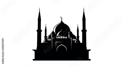 mosque silhouette with domes and minarets high quality