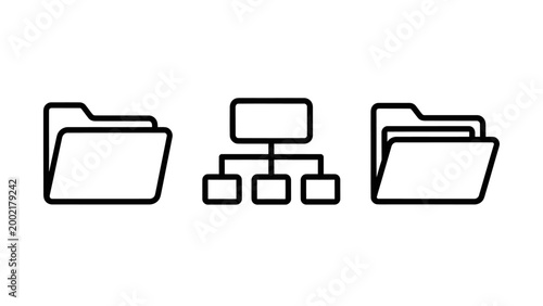 Folder directory hierarchical structure icons for file management and digital data organization with document management digital asset directory hierarchy structure management organization