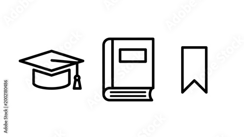 Academic education and knowledge icons set with education academic graduation knowledge learning bookmark university literacy research teaching literary training classroom intelligence