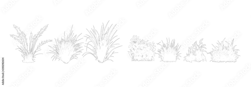Naklejka premium Tree Vector Set for Architectural Drawings, Elevation View Landscape Trees Collection