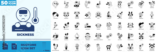Sickness Duotone Editable Icons set