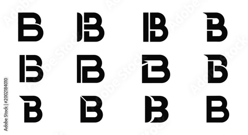 variations of letter b in bold font silhouette high quality professional
