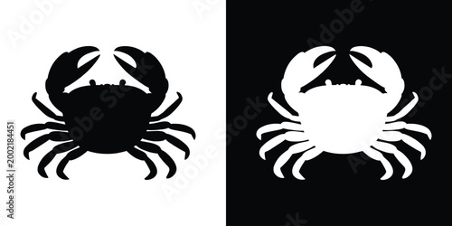 Photos Crab silhouette, Black crab icon vector