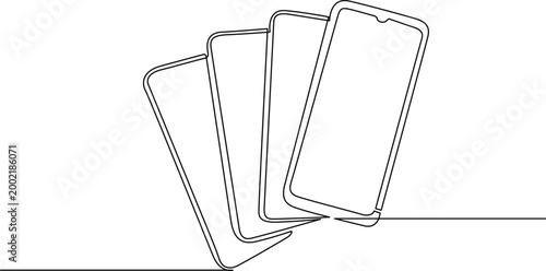 Three smartphones stacked in outline style Vector