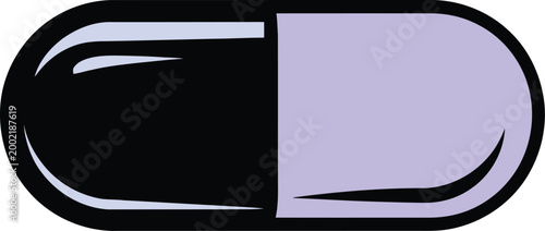 Capsule pill illustration, black and white pharmaceutical medicine tablet vector line art minimal healthcare design