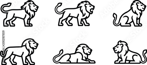 Lion Silhouette Icon Collection Set