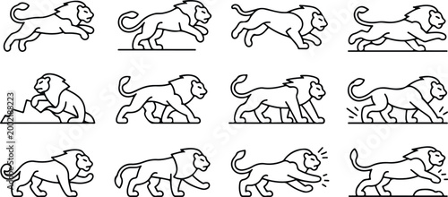 Lion Silhouette Icon Collection Set