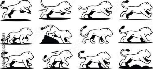 Lion Silhouette Icon Collection Set