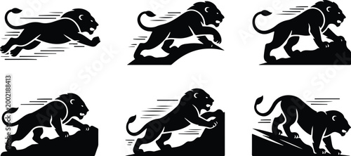 Lion Silhouette Icon Collection Set