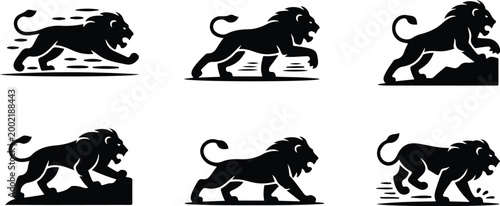 Lion Silhouette Icon Collection Set