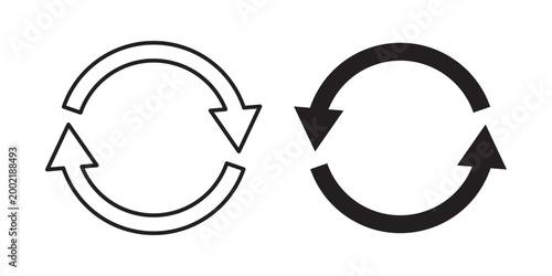 Vector icon of circular arrows indicating rotation or refresh.