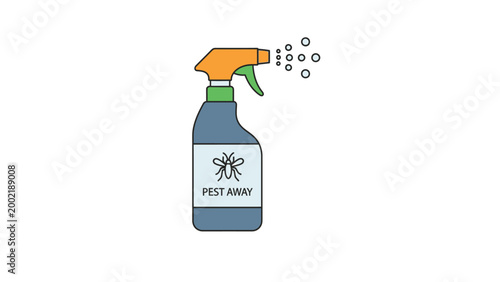 Vector illustration of a pest control spray bottle dispensing droplets suitable for various uses