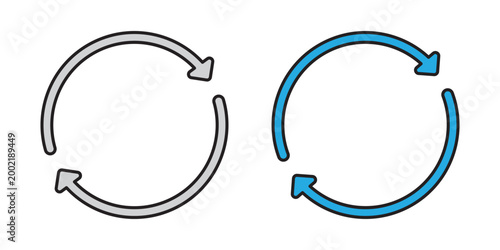 Circle arrow icon set. refresh reload arrow symbol. Recycle, Repeat reload icons set. round arrow.