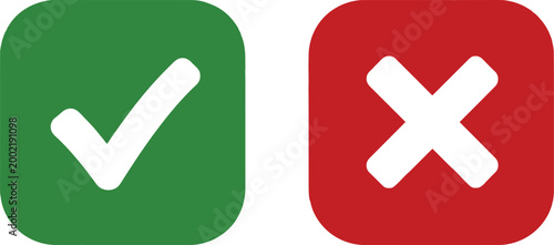 Check and cross icon set Vector