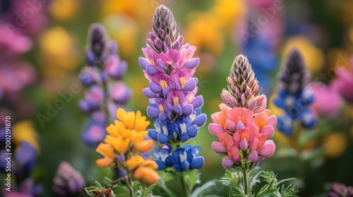 Vibrant wildflowers in a colorful field
