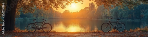 Sunset bike ride by the lake