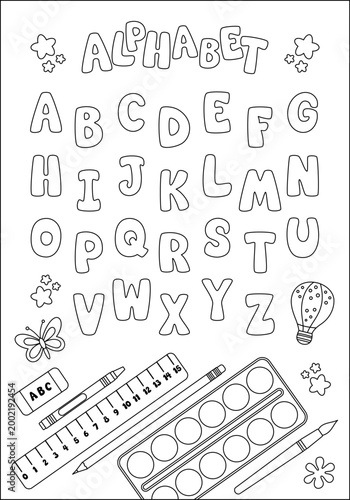 Coloring page for kids. Alphabet