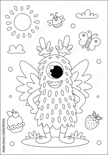 Coloring page for kids. Monster