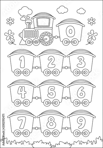 Coloring page for kids. Numbers