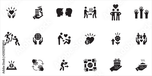 Tableau sur toile altruism icon set bundle, giving, charity, donation, empathy, support and more