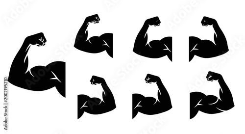 Strong Biceps Flexing Arms Silhouette - Symbol of Strength and Power