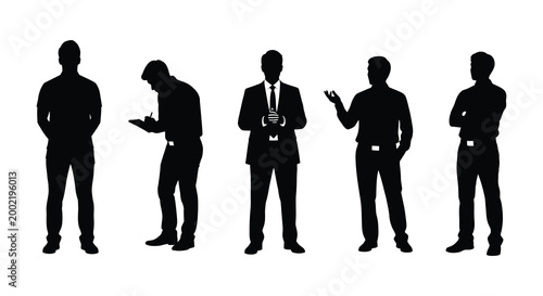 five men in various poses silhouette high quality professional detailed modern elegant stylish clean crisp vibrant colorful digital creative innovative contemporary