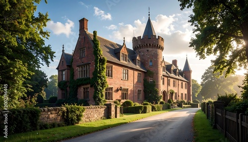 Majestic brick castle facade