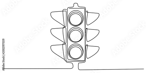 Continuous single line drawing of a traffic light signal icon for urban road safety navigation and transportation control concept design Vector, illustration