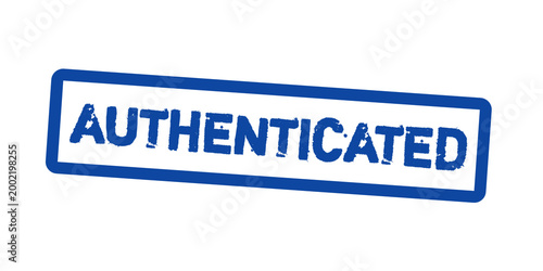 Fényképezés Authenticated Stamp Blue – Grunge Rubber Seal for Verified Approval, Certificati
