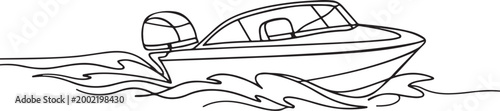 Foto Small motorboat runabout boat line drawing vector illustration for marine transp