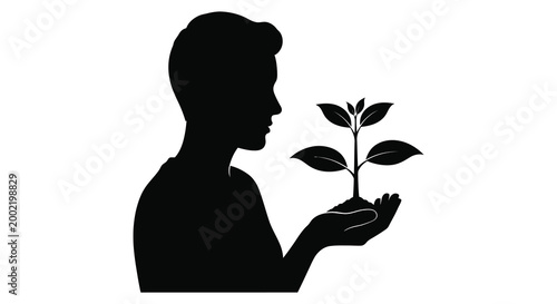 person holding a sapling silhouette high quality professional detailed modern elegant stylish clean crisp vibrant colorful digital creative innovative contemporary premium