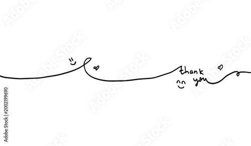 Handcrafted “Thank you” Lettering Bold Organic Line Art in Black Ink