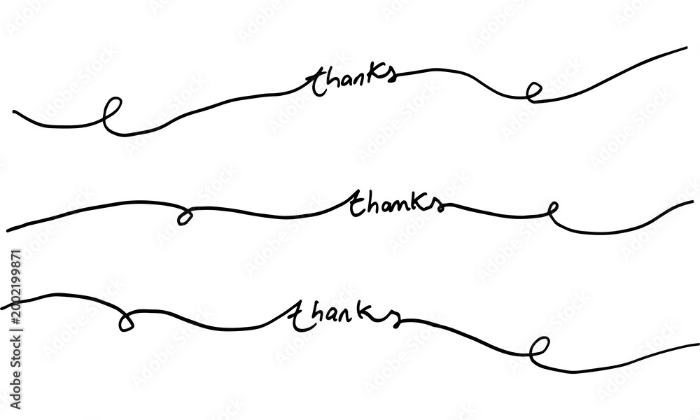 Obraz premium Three pack of Handcrafted “Thank you” Lettering Bold Organic Line Art in Black Ink
