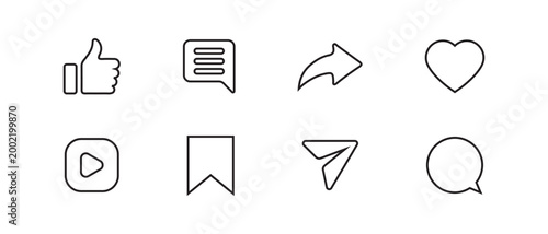 Set of Social Media Interaction Icons