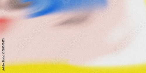 Schilderij op canvas Vibrant abstract artwork with blue, red, and yellow hues on a white background