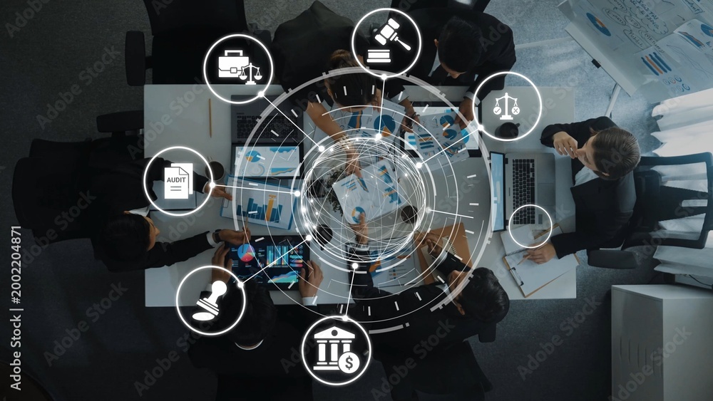 Fototapeta premium Compliance ensures alignment with standards, laws, and policies. A strong compliance system helps enforce regulation, protect organizations, and improve global compliance transparency. Funnel