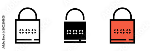 Conjunto de iconos de seguridad digital. Acceso protegido, contraseña segura, bloqueo de datos, autenticación privada, protección de información. Ilustración vectorial
