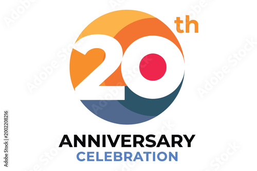 Fotografía Vibrant 20th anniversary celebration logo featuring bold geometric design with d