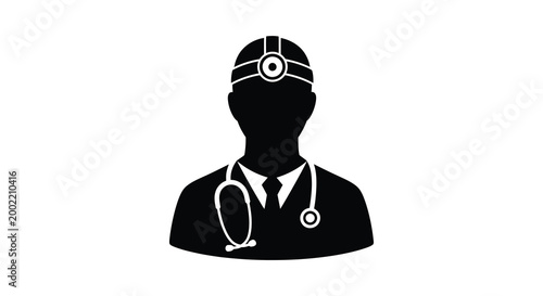 doctor silhouette with stethoscope and headlamp silhouette high quality professional detailed modern elegant stylish clean crisp vibrant colorful digital creative innovative