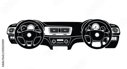 car dashboard silhouette with steering wheel and gauges silhouette high quality professional detailed modern elegant stylish clean crisp vibrant colorful digital