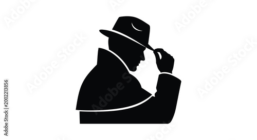 man tipping hat silhouette high quality professional detailed modern elegant stylish clean crisp vibrant colorful digital creative innovative contemporary premium stunning