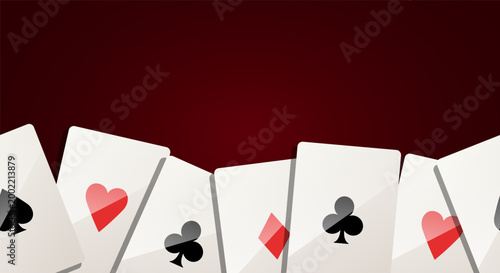 Playing cards seamless border. Vector background.