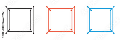 Boxing Ring Icon Set, ropes detail, sports competition symbol, fitness training concept, vector illustration, athletic arena UI design elements