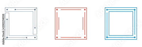 Boxing Ring Icon Set, ropes detail, sports competition symbol, fitness training concept, vector illustration, athletic arena UI design elements