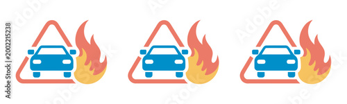 Car accident warning car crash symbol vector illustration showing traffic collision alert, road safety warning