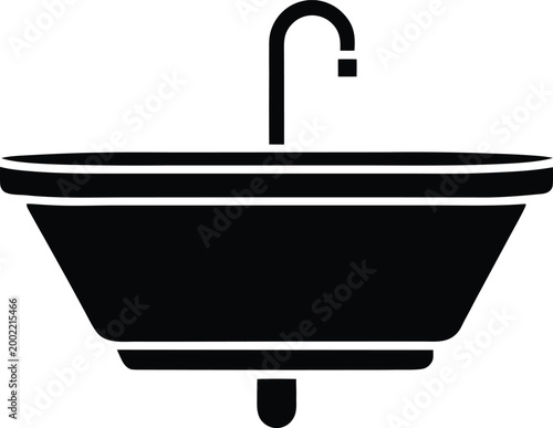 Obraz na płótnie Collapsible Sink Silhouette Vector Art Illustration and Minimal Black and White