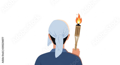 Person holding a burning torch in hand.