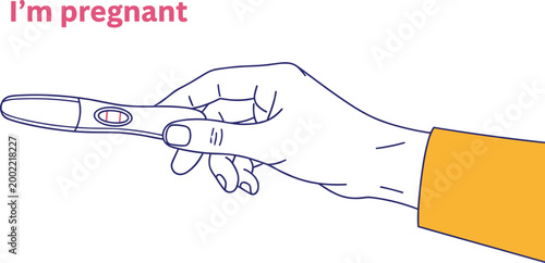 Positive Pregnancy Test in Hand Illustration Showing Early Pregnancy Confirmation Concept Maternal Health Fertility Awareness Family Planning Vector Design
